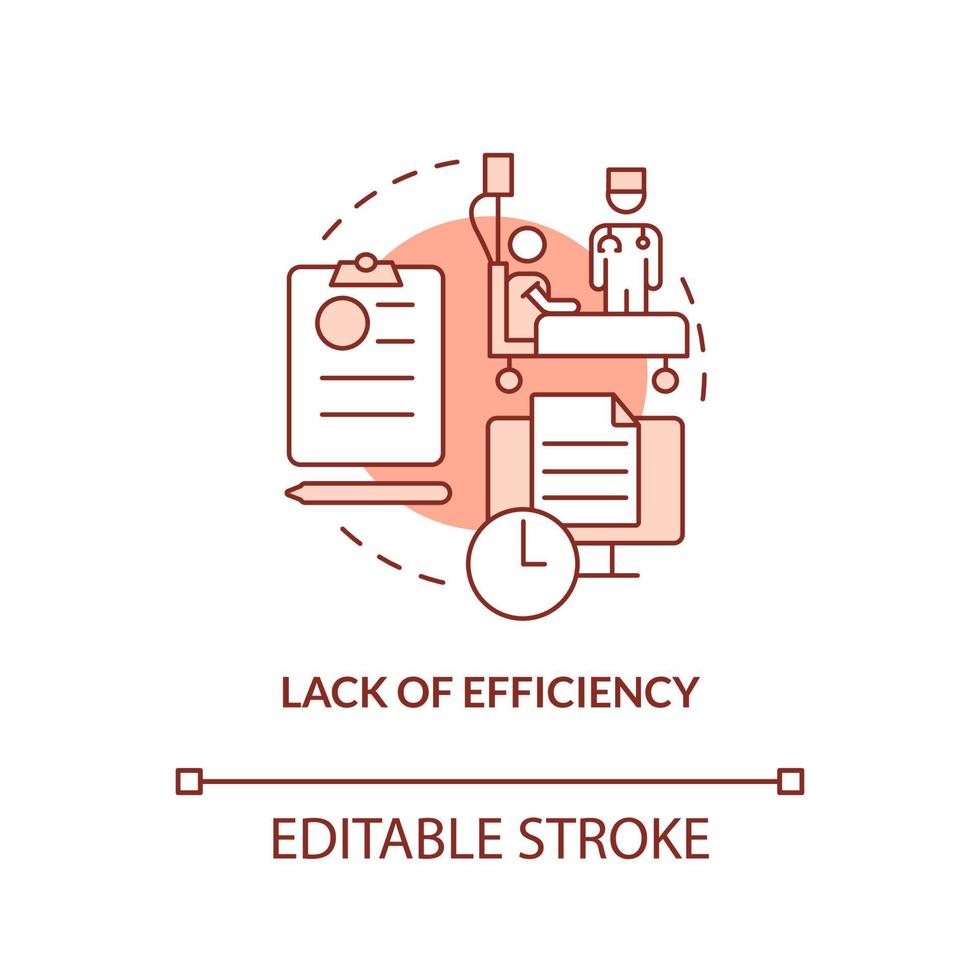 falta de ícone do conceito de terracota de eficiência. barreira para acessar a ilustração de linha fina de ideia abstrata de saúde. desenho de contorno isolado. traço editável. vetor
