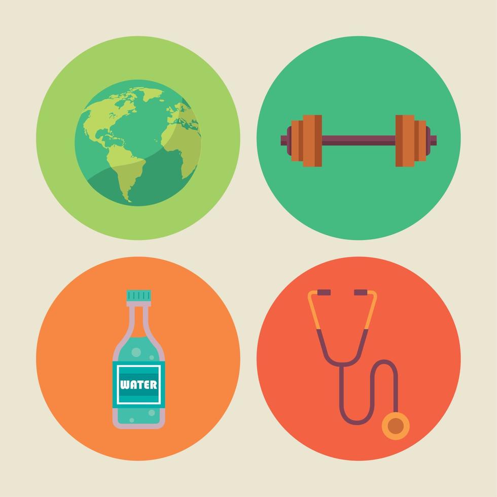 quatro ícones do dia da saúde vetor