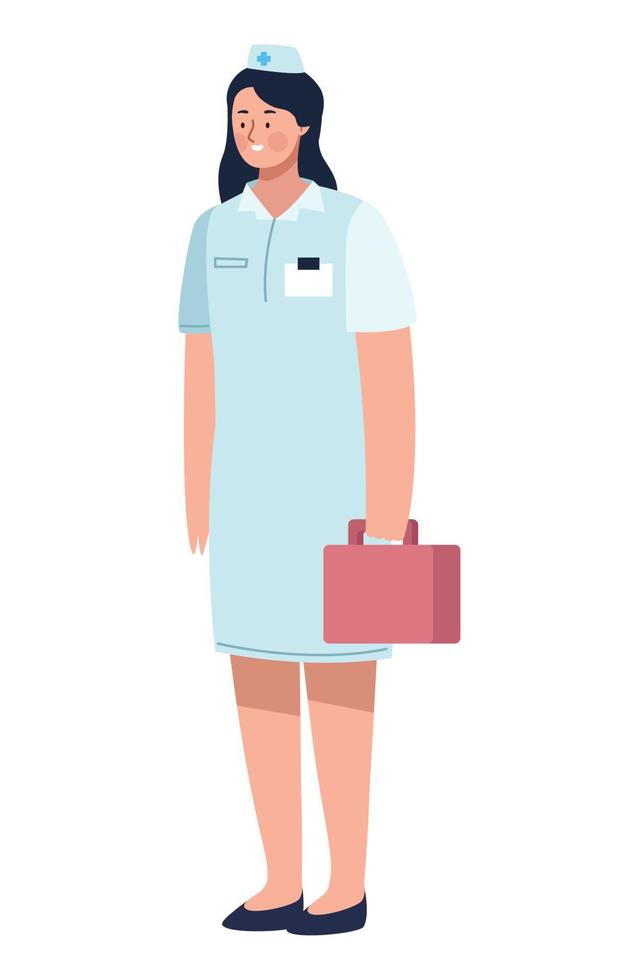 enfermeira feminina com kit médico vetor