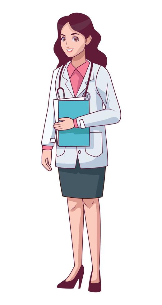médico de mulher com lista de verificação vetor