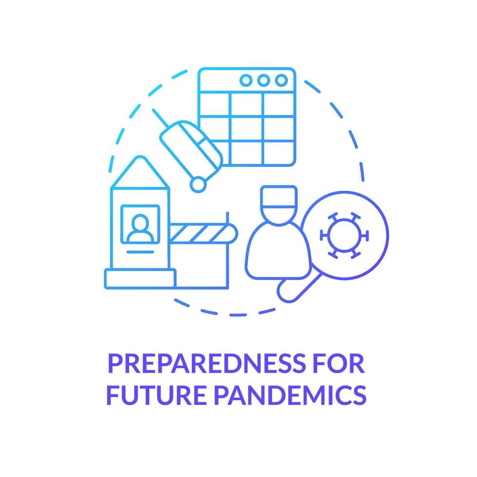 preparação para o ícone do conceito gradiente azul de pandemias futuras. recuperação do mundo após a ilustração de linha fina de ideia abstrata de pandemia covid. desenho de contorno isolado vetor