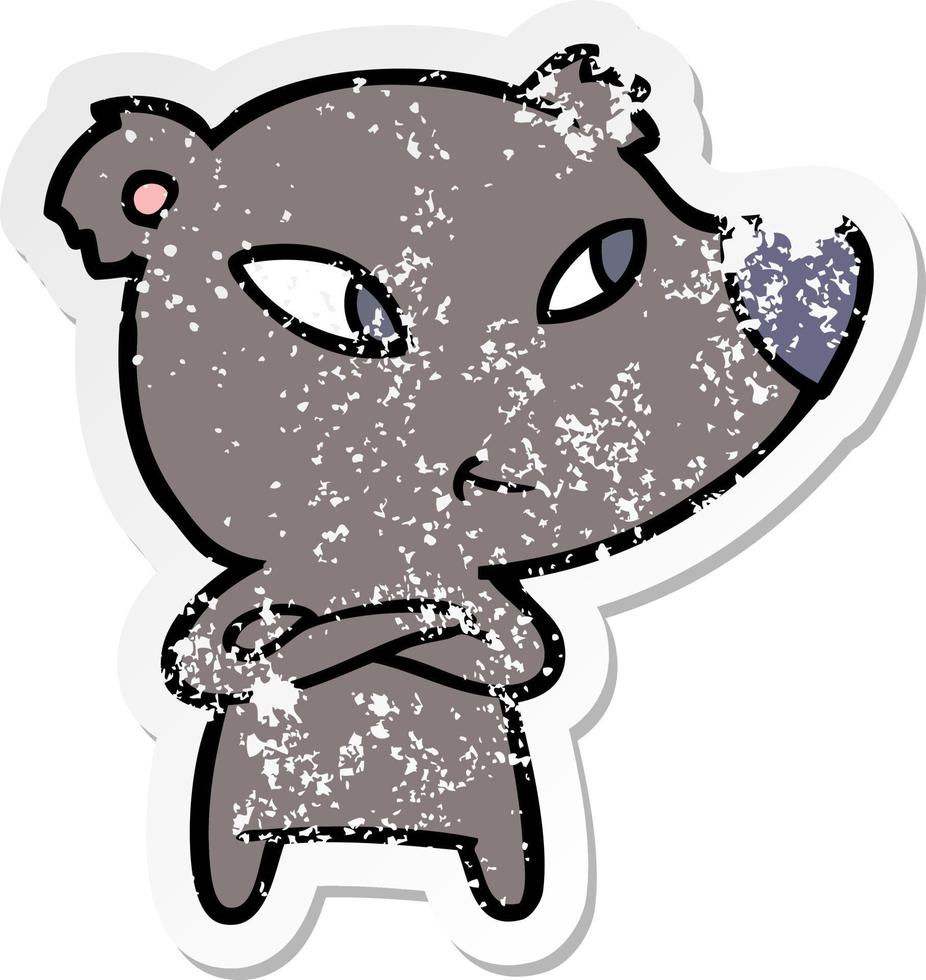 vinheta angustiada de um urso de desenho animado fofo vetor