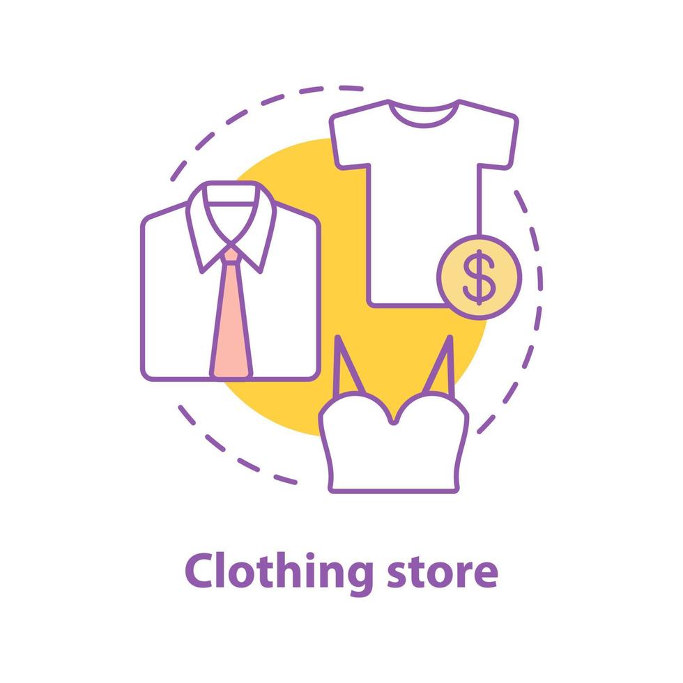 ícone do conceito de loja de roupas. ilustração de linha fina de ideia de compra. compra de roupas. fazendo compra. desenho de contorno isolado de vetor