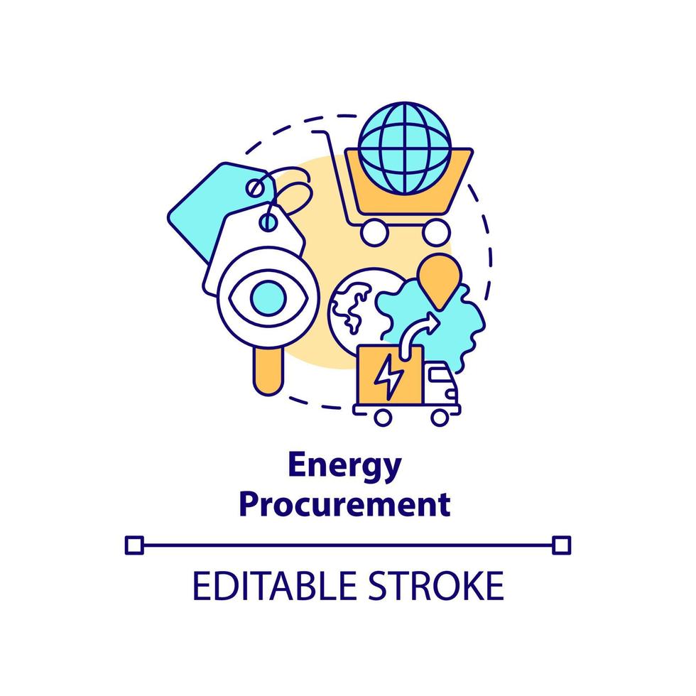 ícone do conceito de aquisição de energia. plano estratégico de energia idéia abstrata ilustração de linha fina. atendendo às necessidades do negócio. desenho de contorno isolado. traço editável. vetor