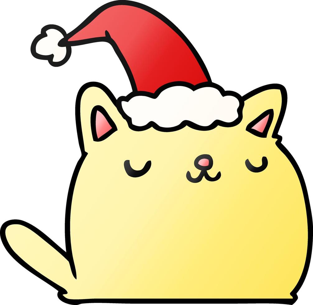 desenho de gradiente de natal de gato kawaii vetor