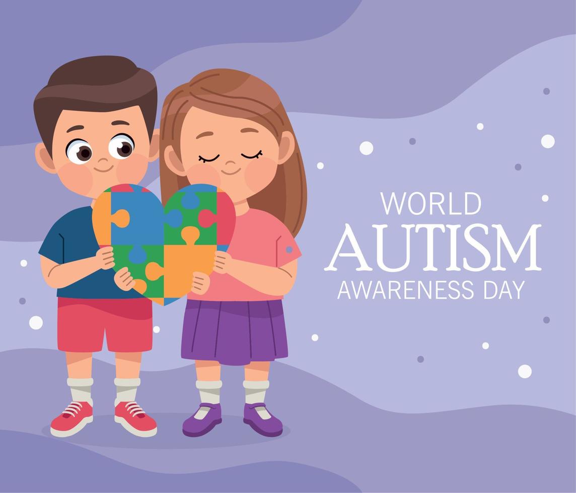 cartão postal dia mundial do autismo vetor