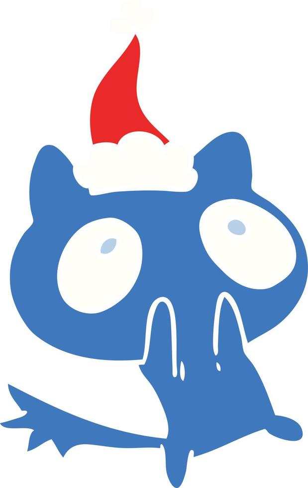 desenho de natal do gato kawaii vetor