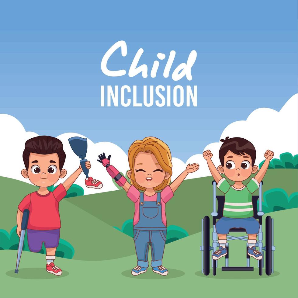 ilustração de inclusão infantil vetor