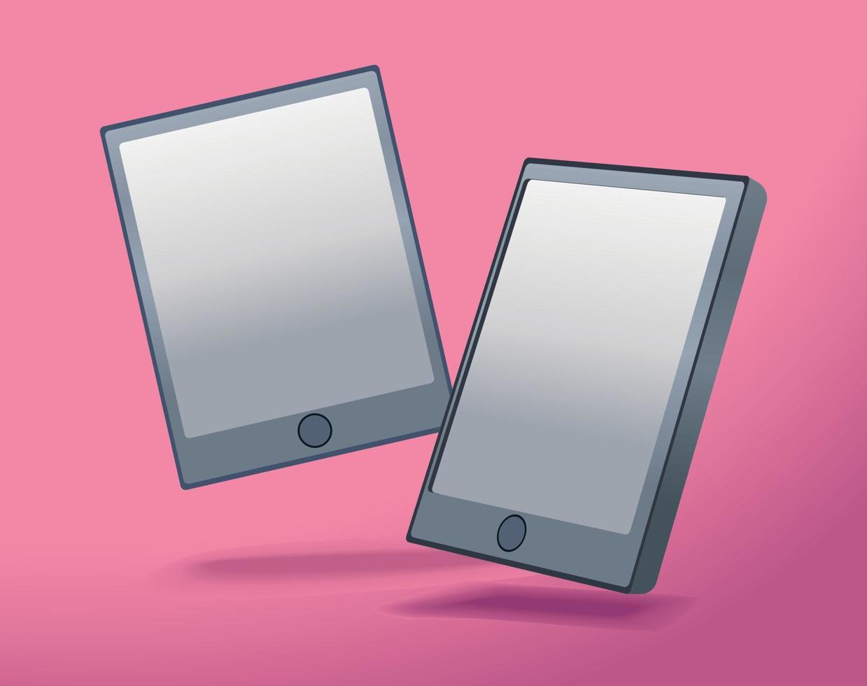 fundo rosa tablet e smartphone vetor