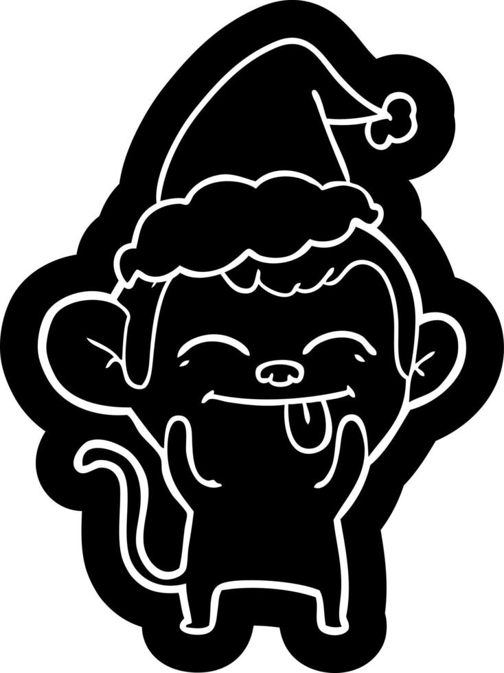 ícone de desenho animado engraçado de um macaco usando chapéu de papai noel vetor