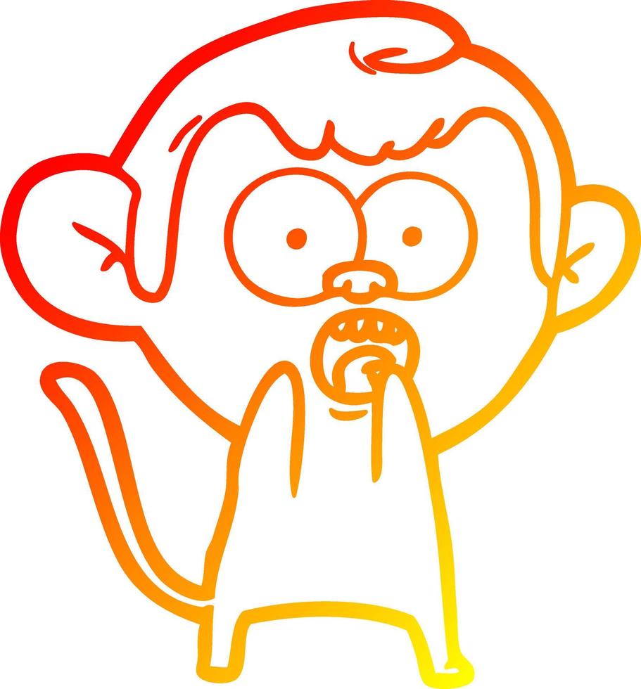 desenho de linha de gradiente quente desenho animado macaco chocado vetor