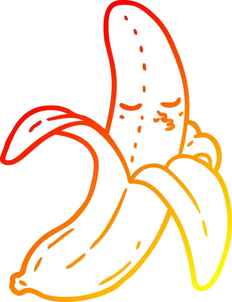 banana de desenho animado de desenho de linha de gradiente quente vetor