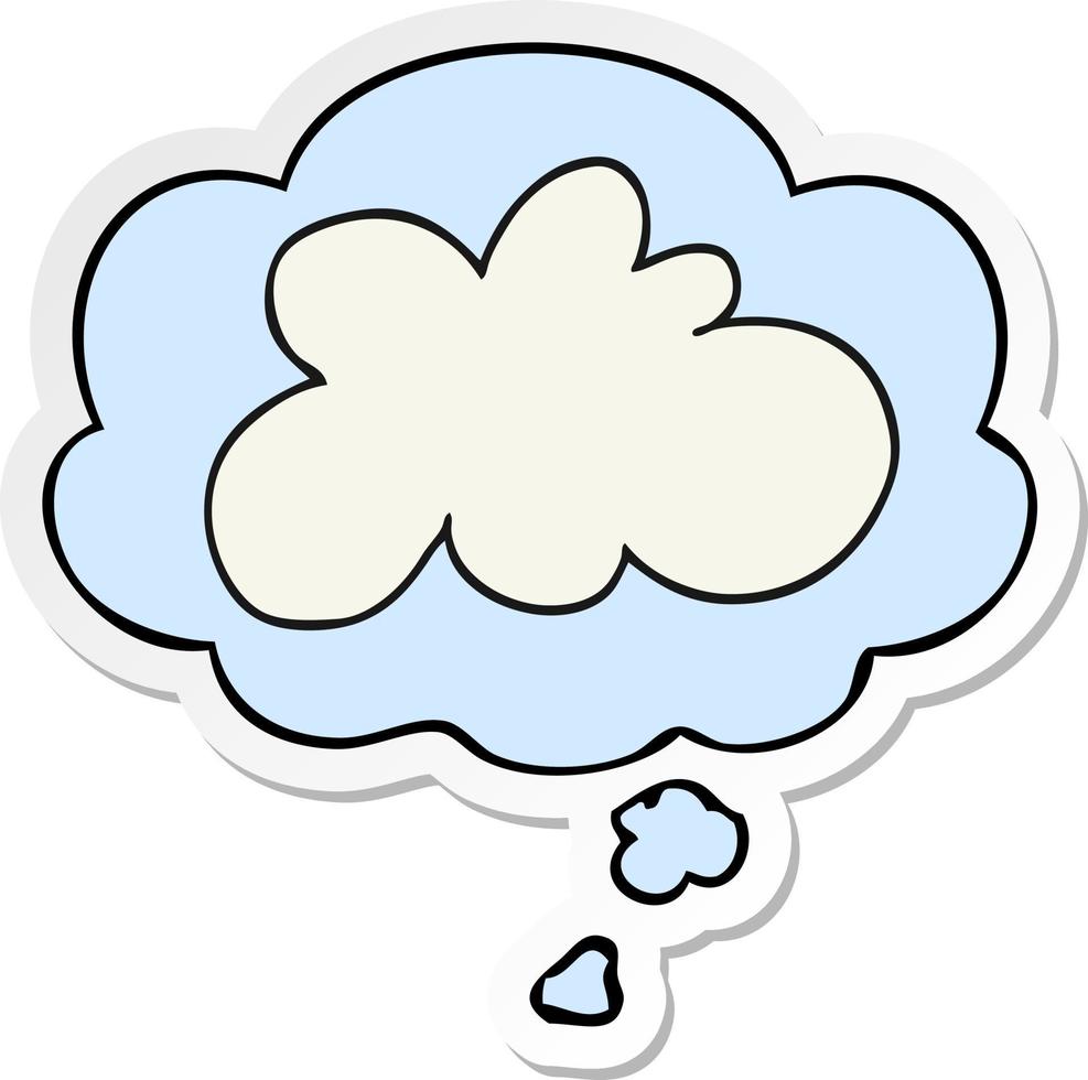 símbolo de nuvem decorativa de desenho animado e balão de pensamento como um adesivo impresso vetor