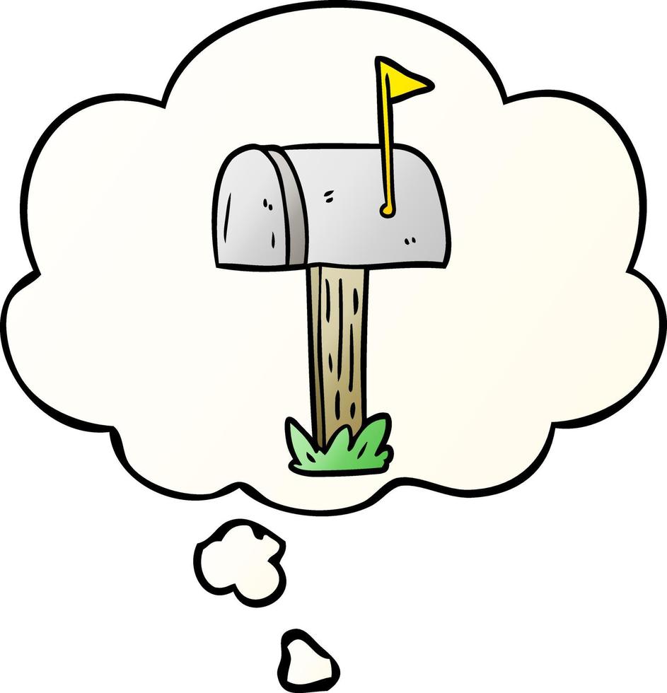 caixa de correio de desenho animado e balão de pensamento em estilo gradiente suave vetor