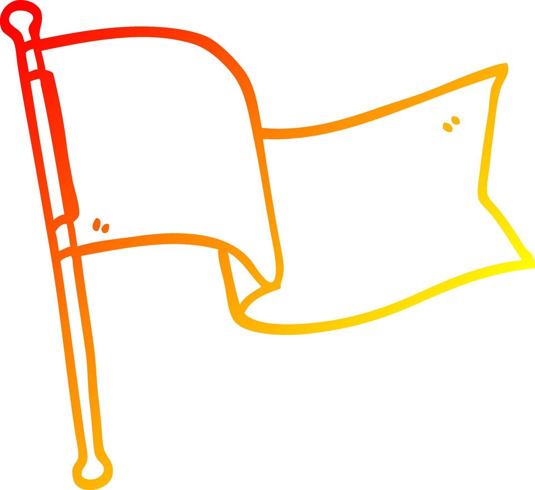 desenho de linha de gradiente quente desenho de bandeira branca acenando vetor