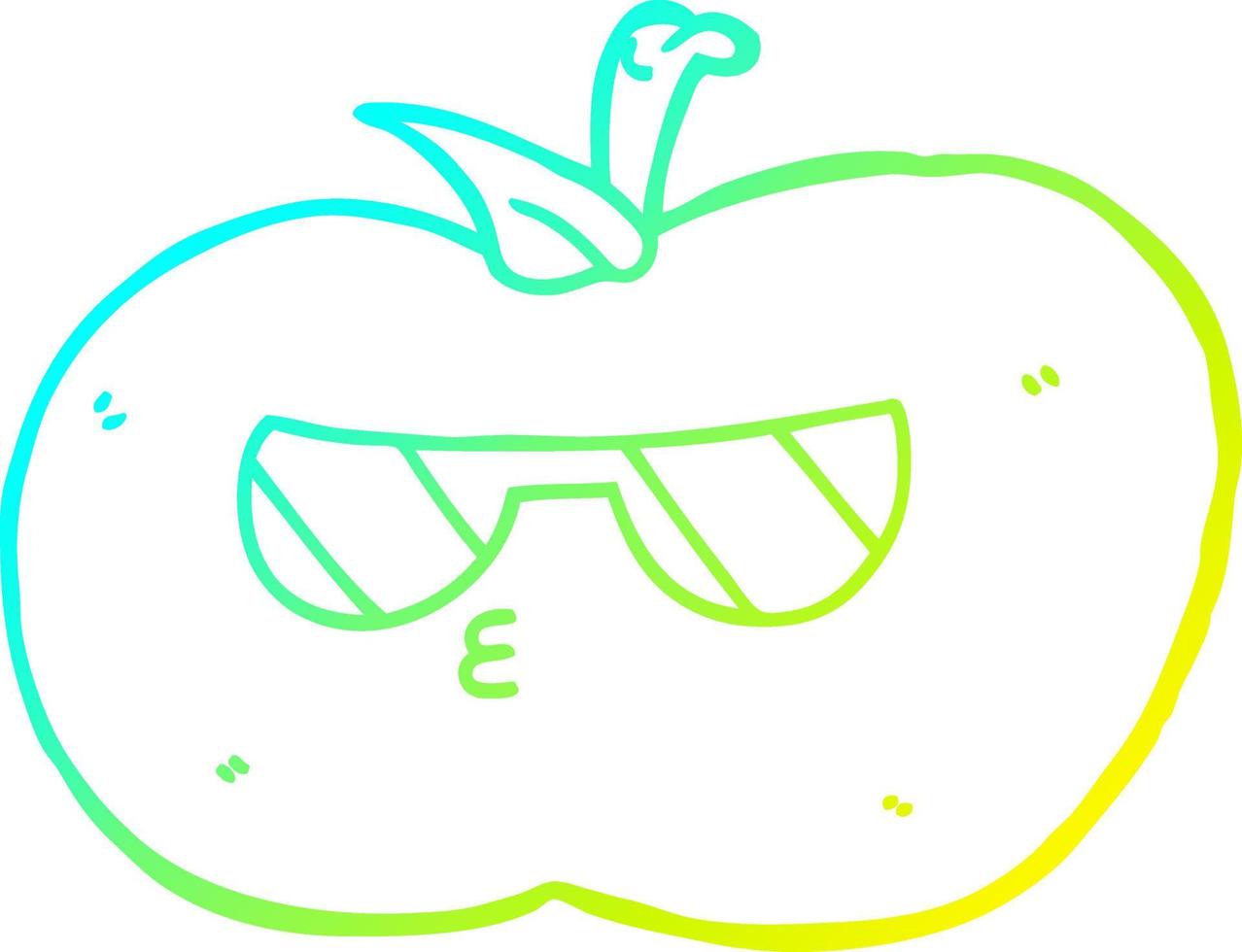 desenho de linha de gradiente frio desenho animado maçã legal vetor