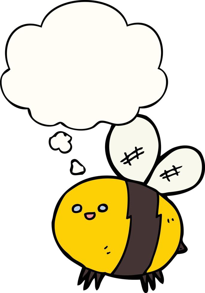 abelha de desenho animado e balão de pensamento vetor