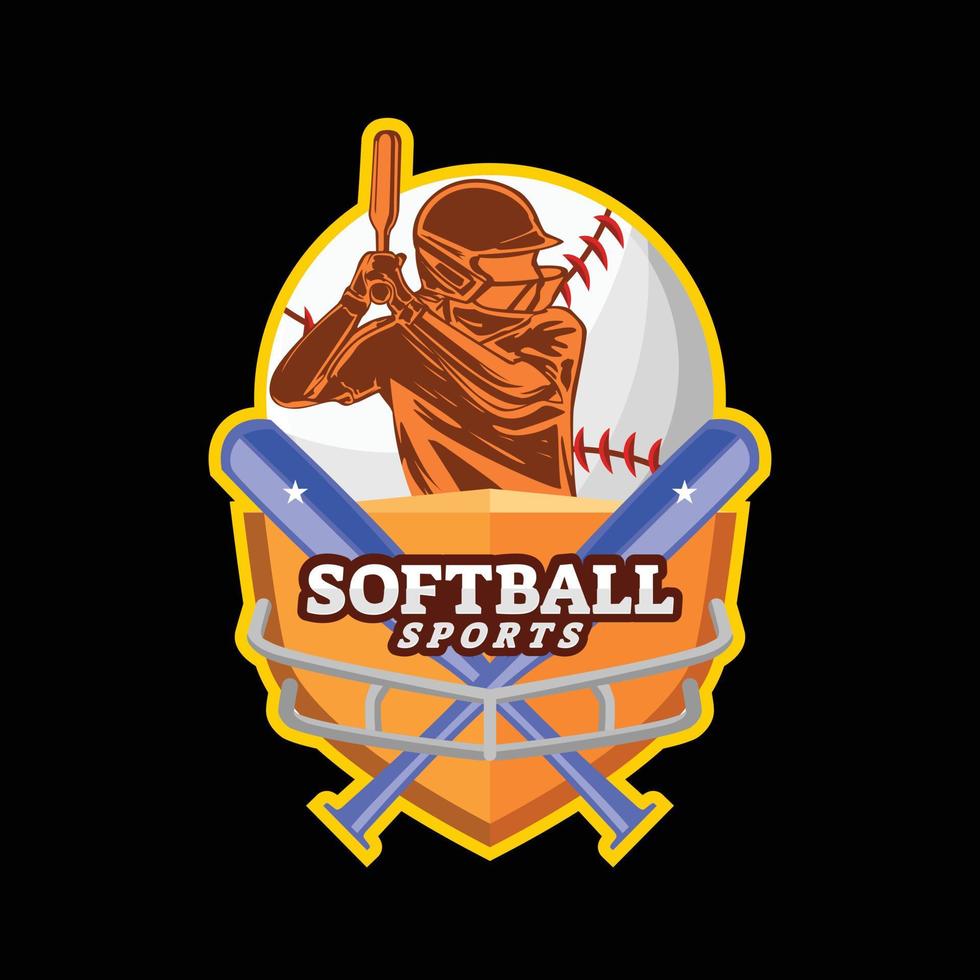 modelos, personagens e logotipos para softball, vector premium