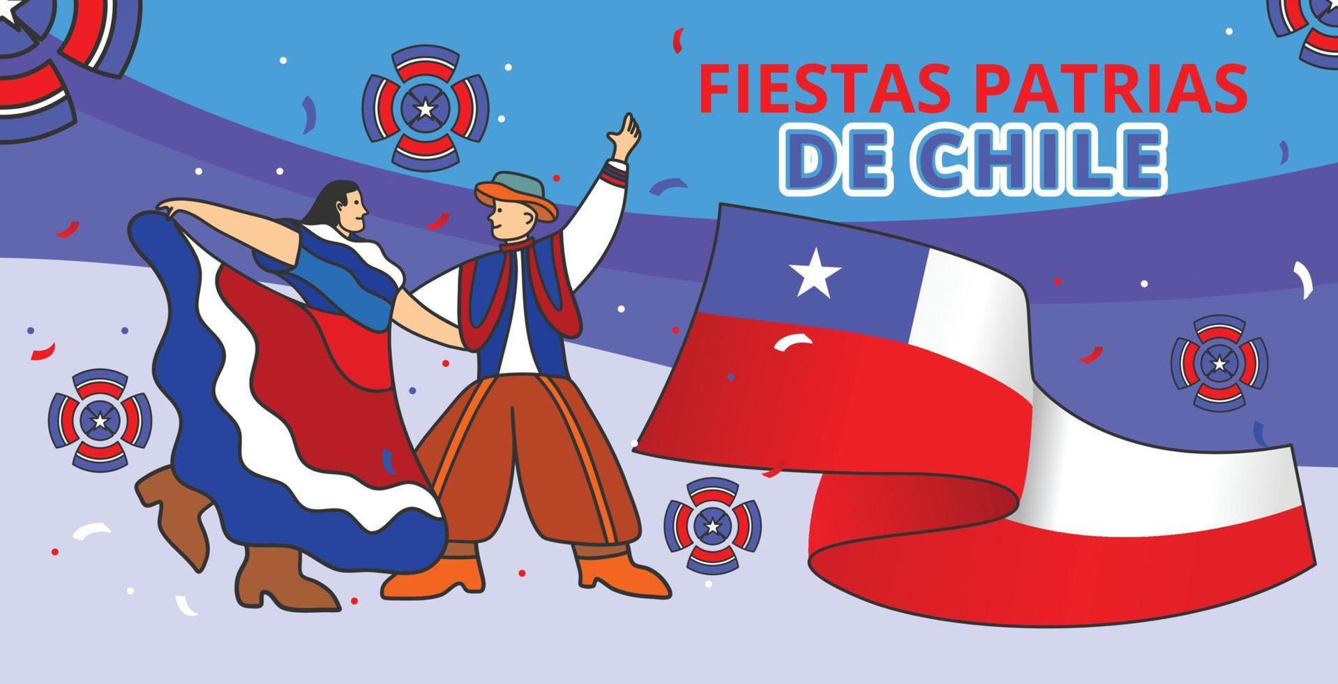 ilustração de modelo de banner para o feliz evento de independência de pátrias no chile vetor