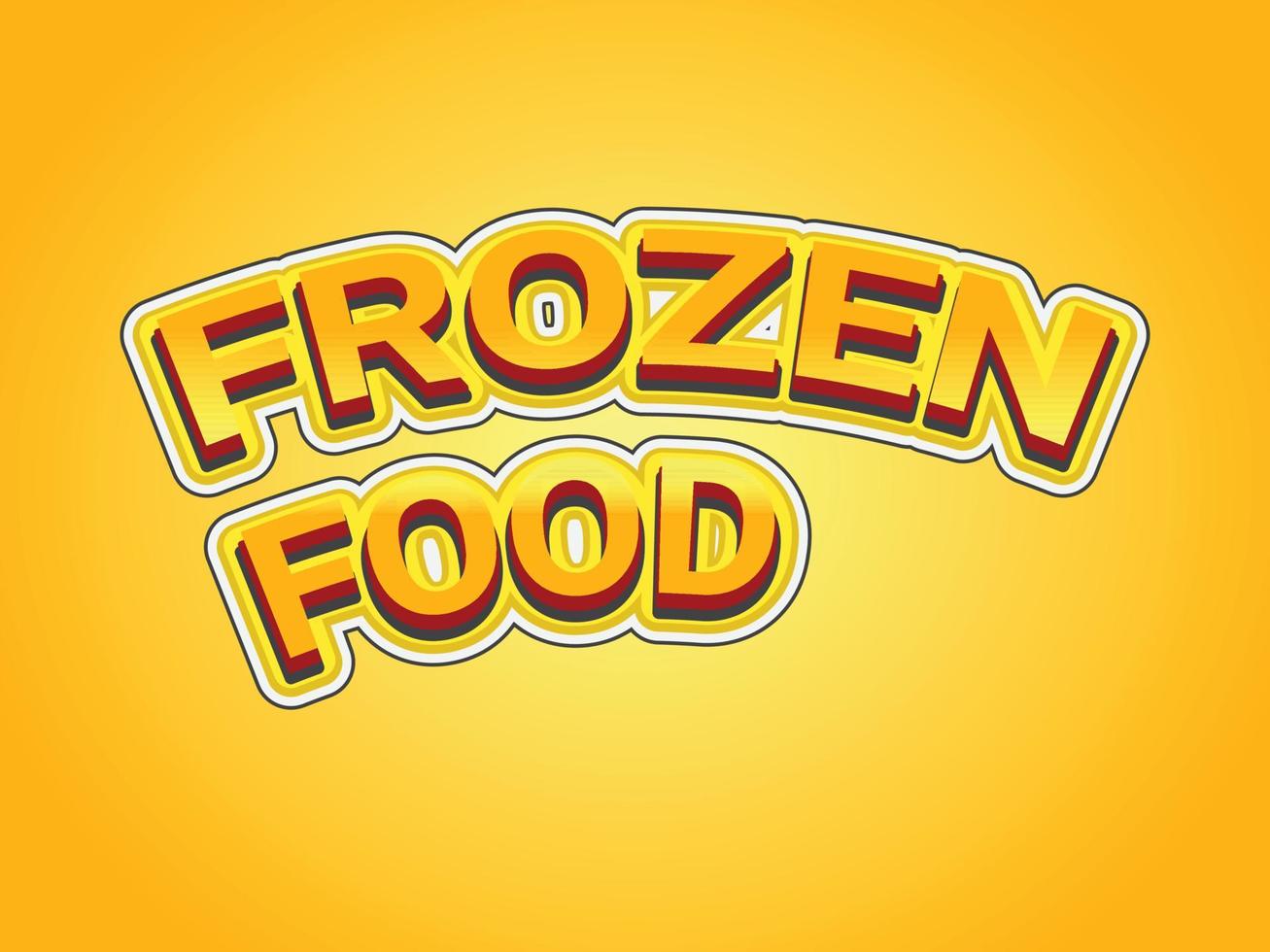 modelo de efeito de texto de comida congelada com uso de estilo 3d em negrito para logotipo vetor