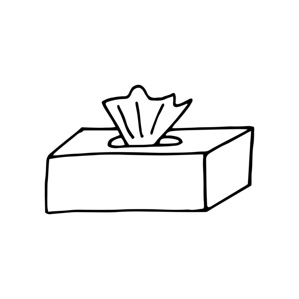 guardanapos em um doodle desenhado à mão de caixa. , escandinavo, nórdico, minimalismo, higiene de ícone monocromático vetor