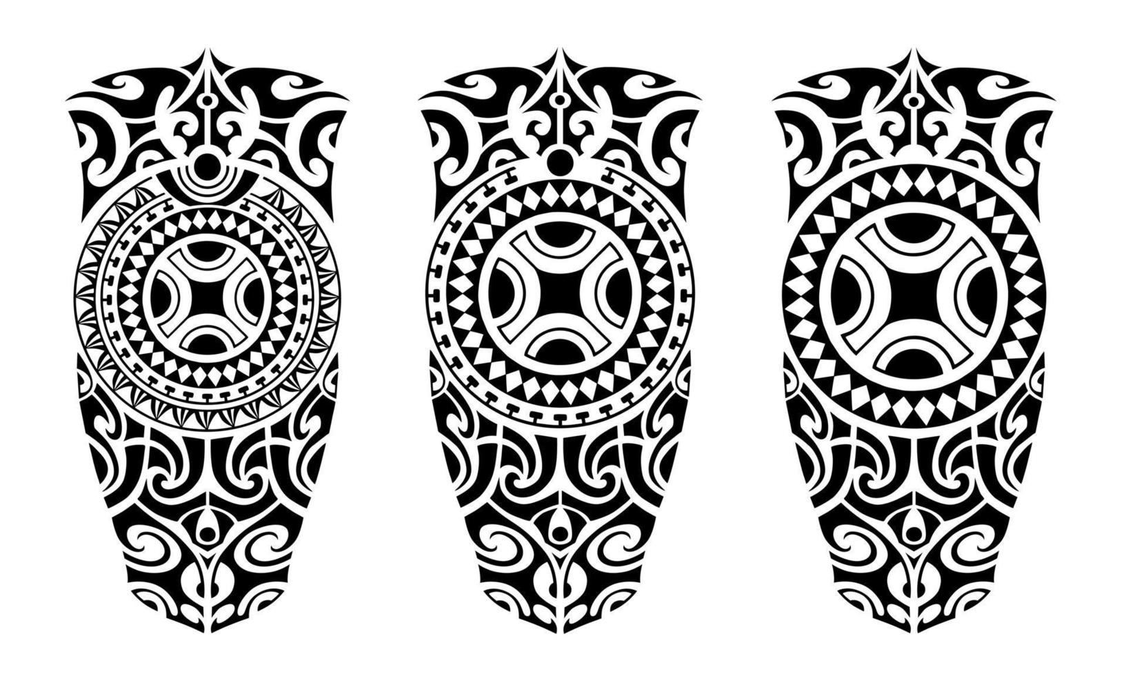conjunto de estilo maori de desenho de tatuagem para perna ou ombro. vetor