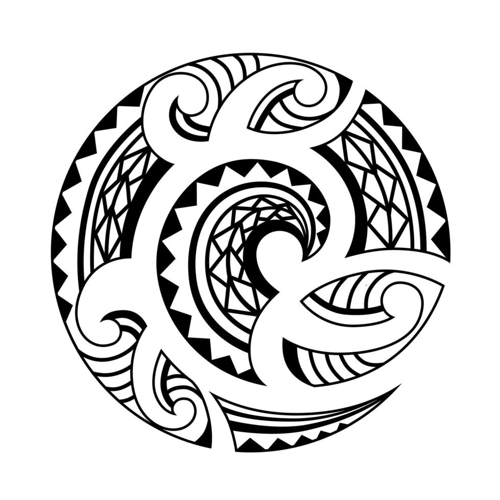 vetor de mandala polinésia padrão de desenho de tatuagem tribal, ornamento maori de roseta em forma de círculo geométrico