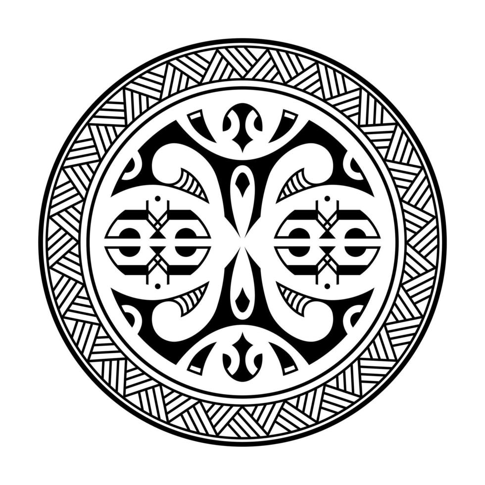vetor de mandala polinésia padrão de desenho de tatuagem tribal, ornamento maori de roseta em forma de círculo geométrico