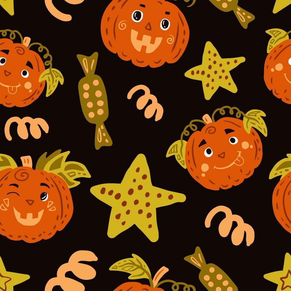padrão festivo de halloween com abóboras vetor
