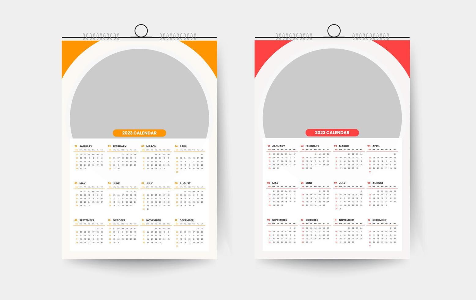 2023 modelo de design de calendário de parede de uma página vetor