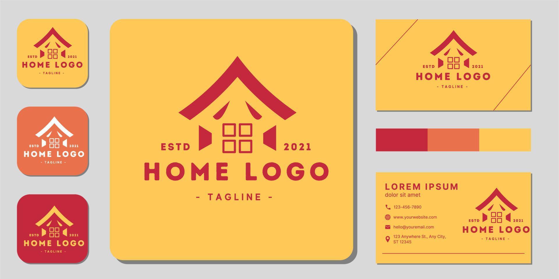 vetor de logotipo em casa. design de logotipo, ícone e cartão de visita