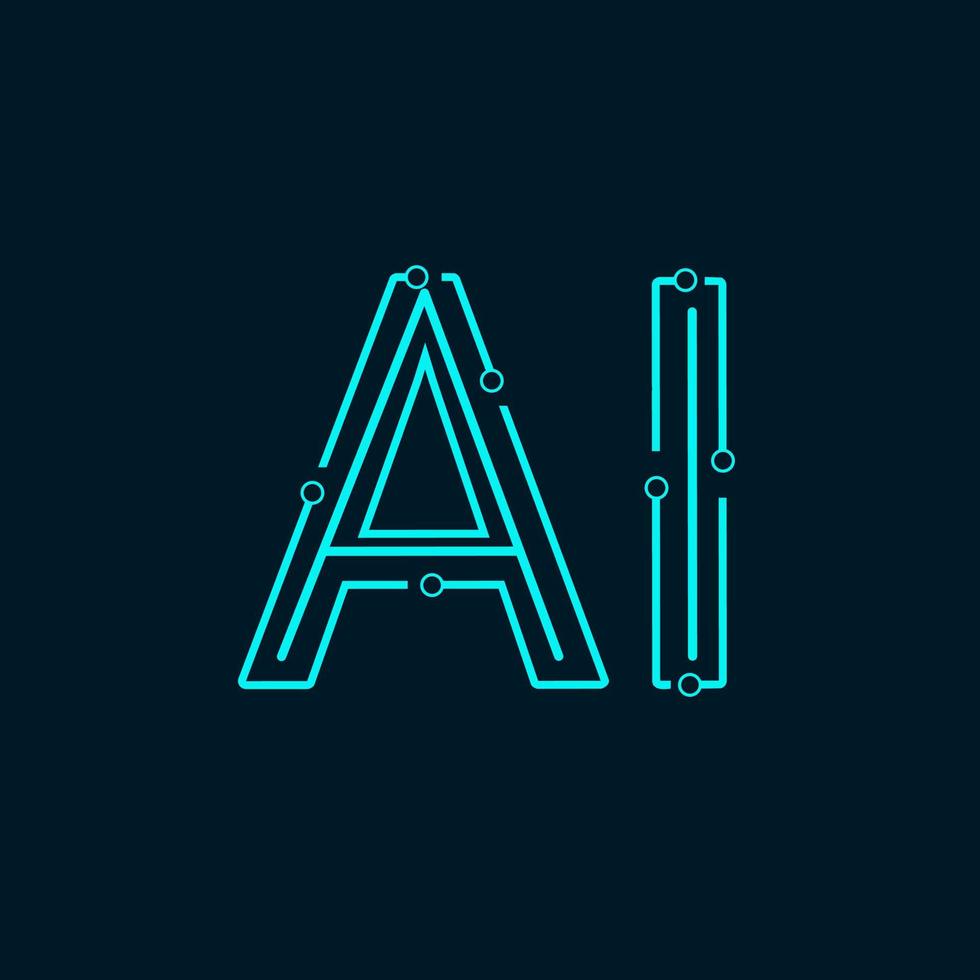 letras do logotipo ai perfeito para o conceito de inteligência artificial vetor