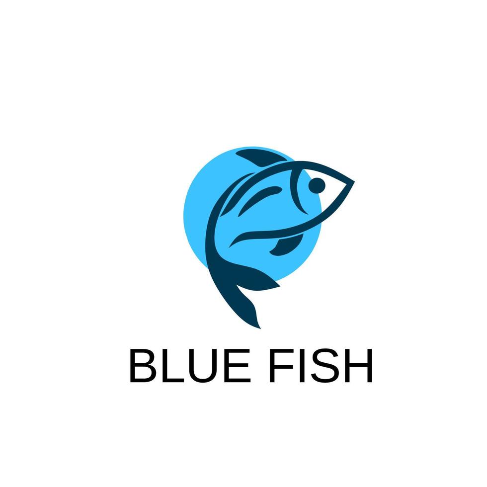 gráfico de ilustração vetorial de peixe azul com cor de fundo de círculo azul perfeito para design de conceito de modelo de logotipo outro vetor