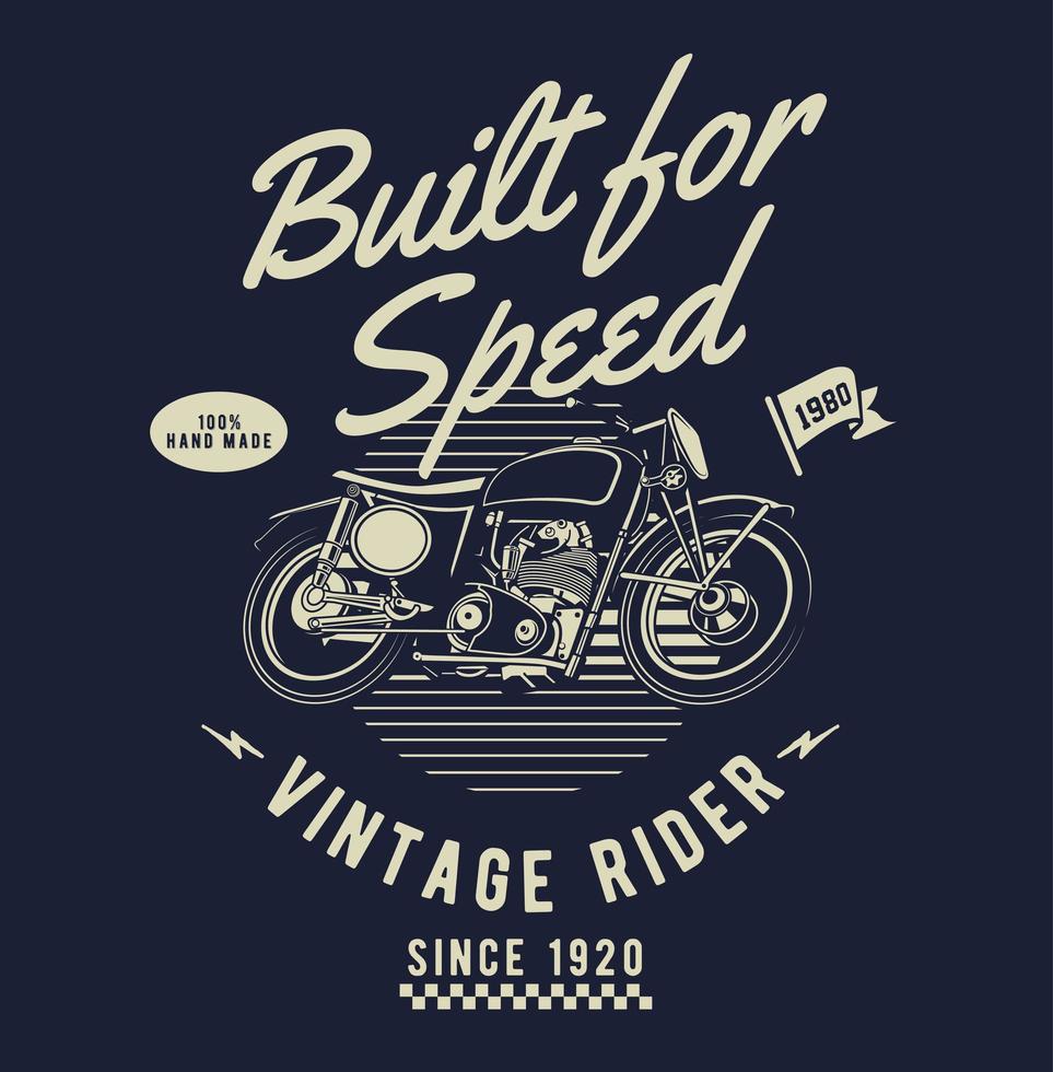 design de moto vintage com construído para o texto de velocidade vetor