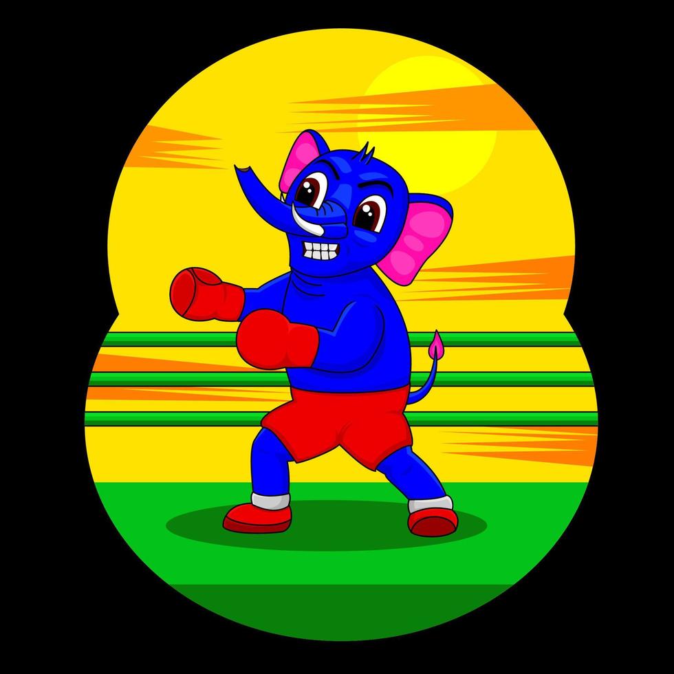 personagem fofa, boxe de elefante vetorial, adequado para banners, livros infantis e etc vetor