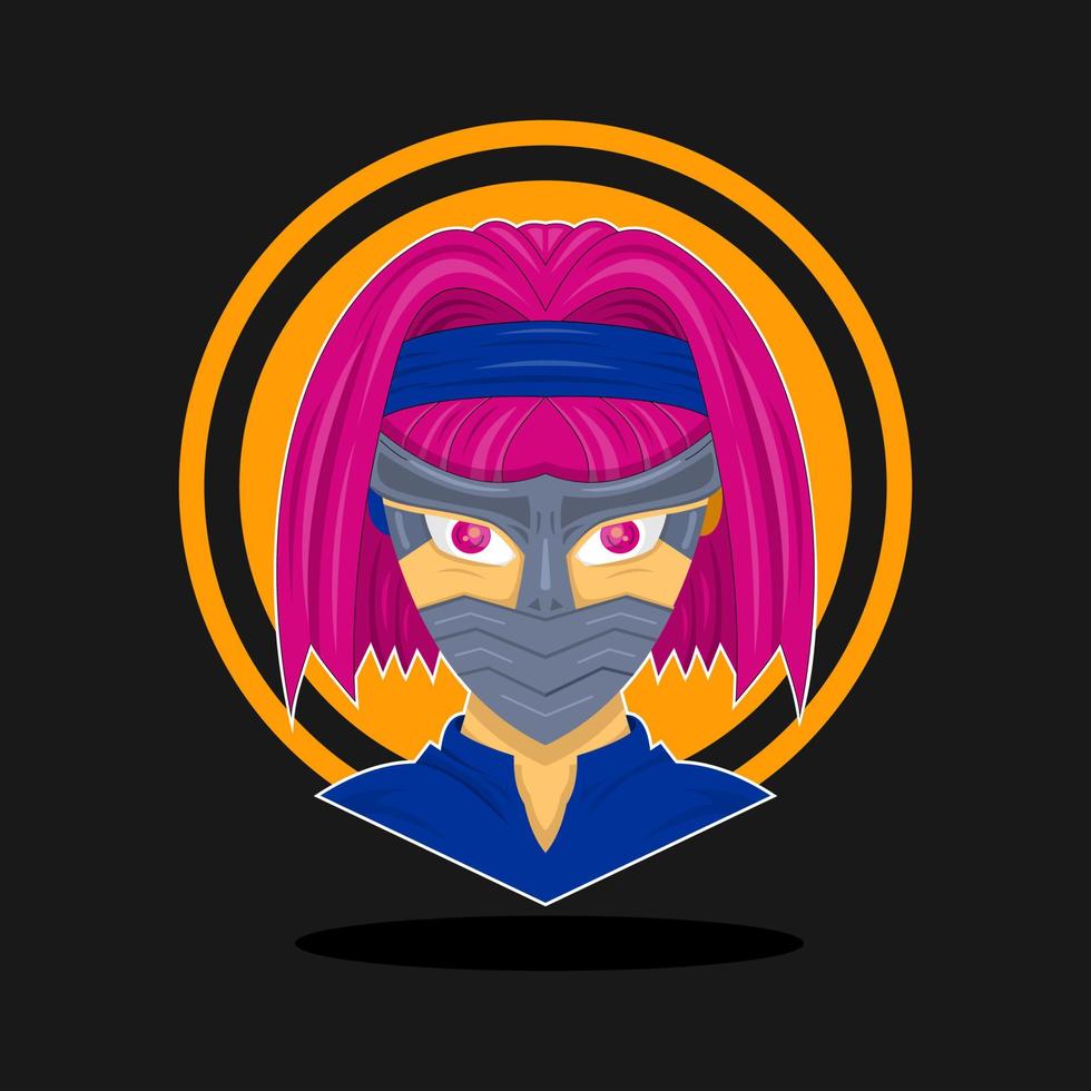 personagem ninja feminino, adequado para roupas de impressão de tela, logotipos esports e etc vetor