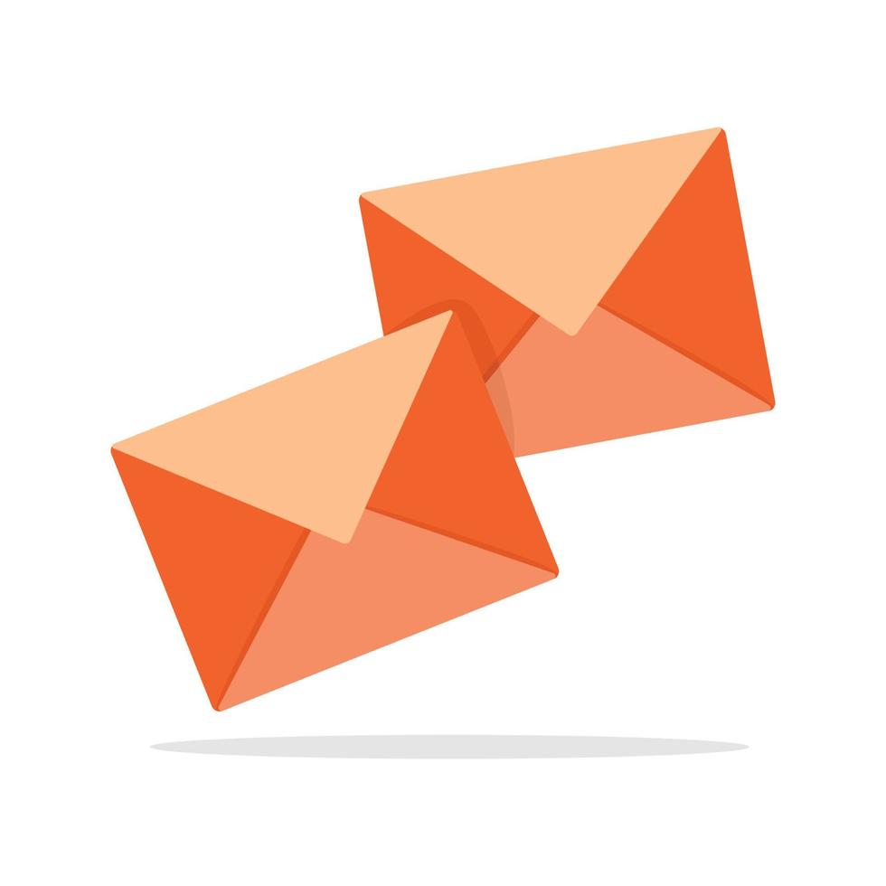 design plano de dois envelopes de e-mail coloridos vetor