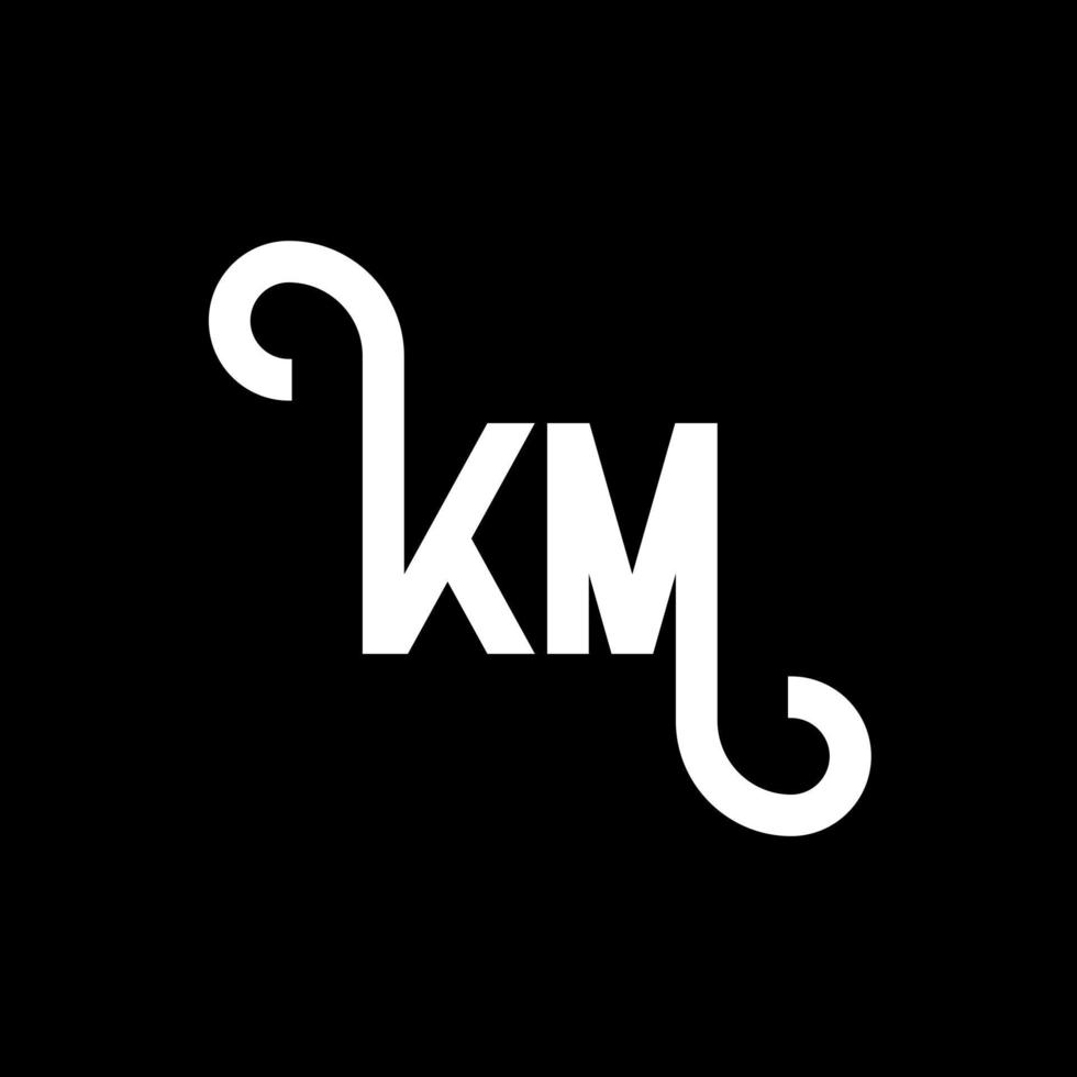 design de logotipo de letra km em fundo preto. km conceito de logotipo de letra de iniciais criativas. desenho de letra km. km design de letra branca sobre fundo preto. km, logotipo km vetor