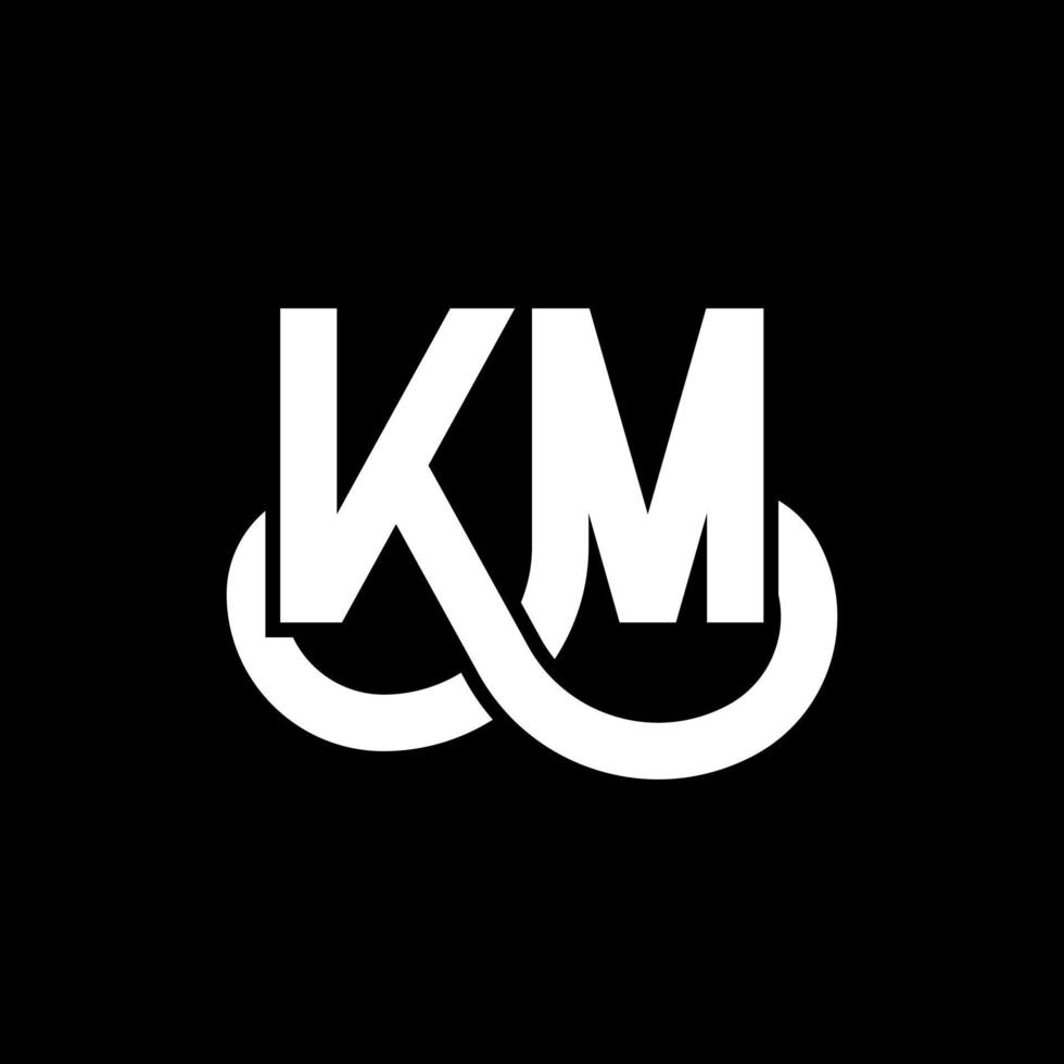 design de logotipo de letra km em fundo preto. km conceito de logotipo de letra de iniciais criativas. desenho de letra km. km design de letra branca sobre fundo preto. km, logotipo km vetor