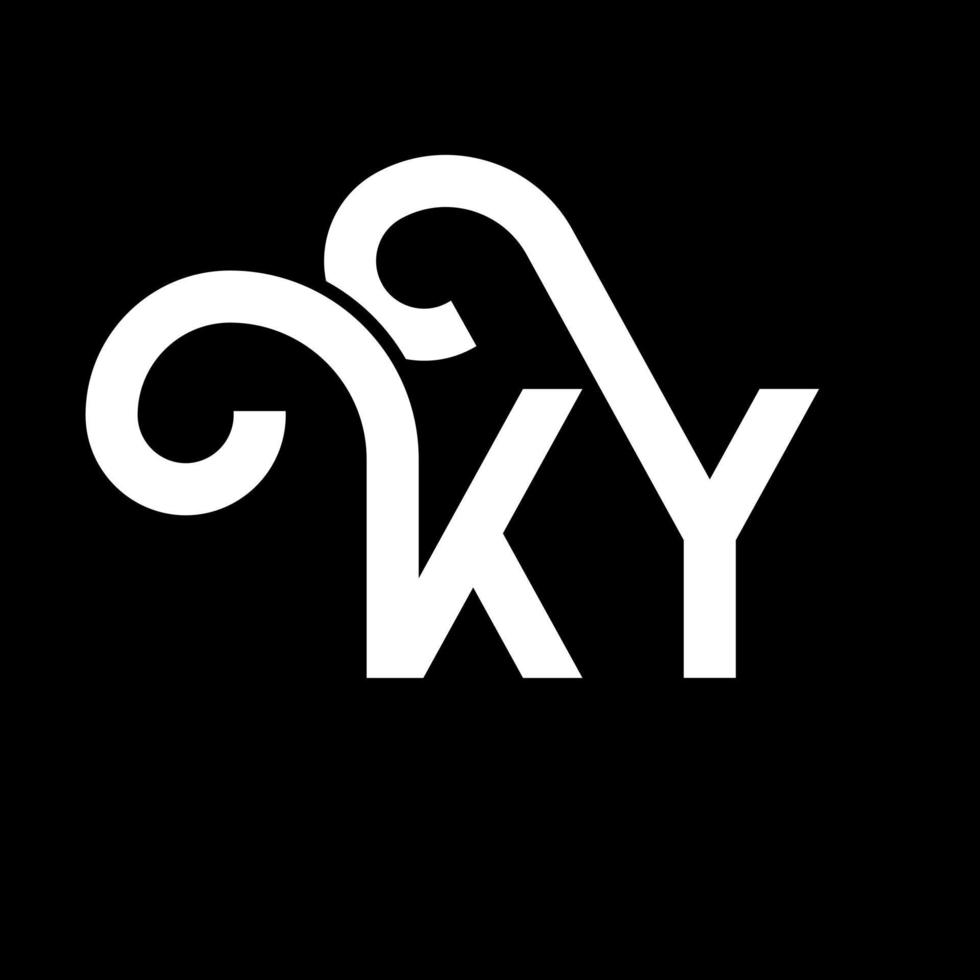 design de logotipo de letra ky em fundo preto. ky conceito de logotipo de letra de iniciais criativas. design de letra ky. ky design de letra branca sobre fundo preto. ky, ky logotipo vetor