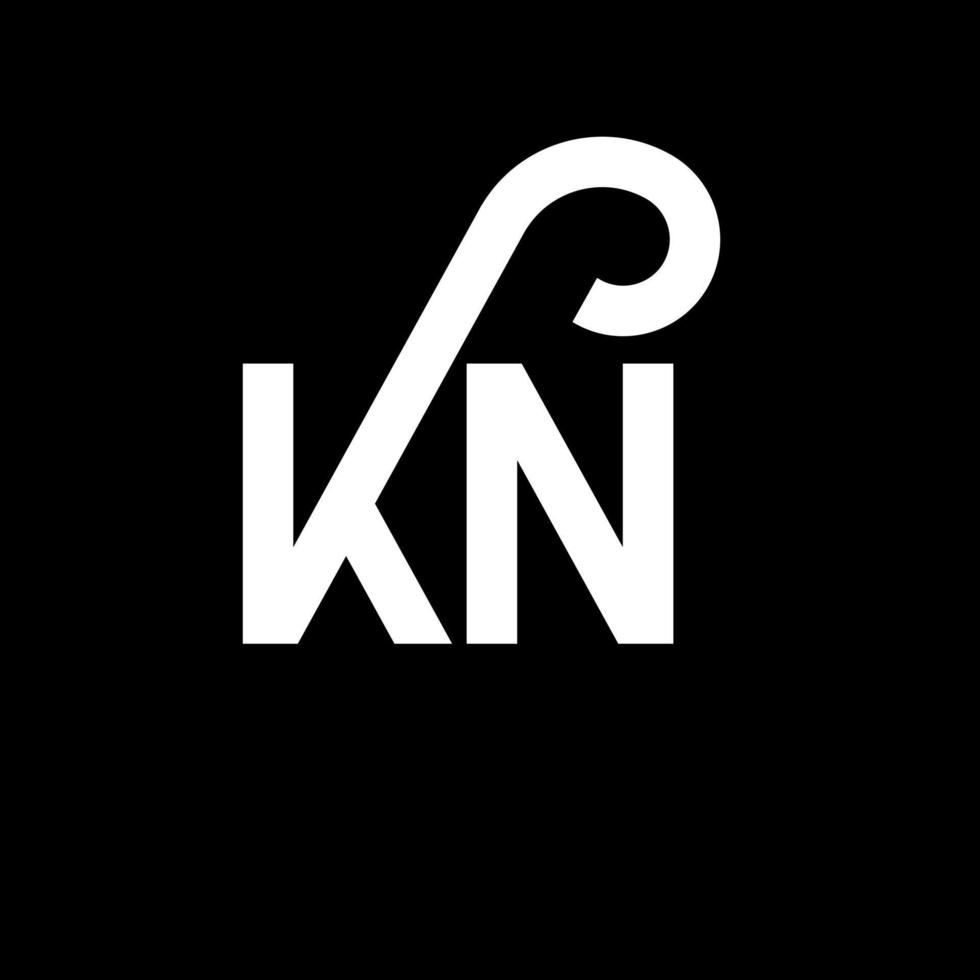 design de logotipo de letra kn em fundo preto. kn conceito de logotipo de letra de iniciais criativas. design de letra kn. kn desenho de letra branca sobre fundo preto. kn, logotipo kn vetor