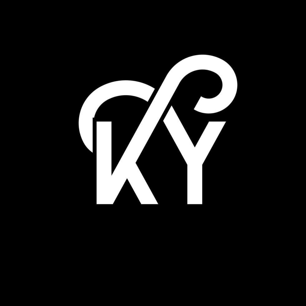 design de logotipo de letra ky em fundo preto. ky conceito de logotipo de letra de iniciais criativas. design de letra ky. ky design de letra branca sobre fundo preto. ky, ky logotipo vetor