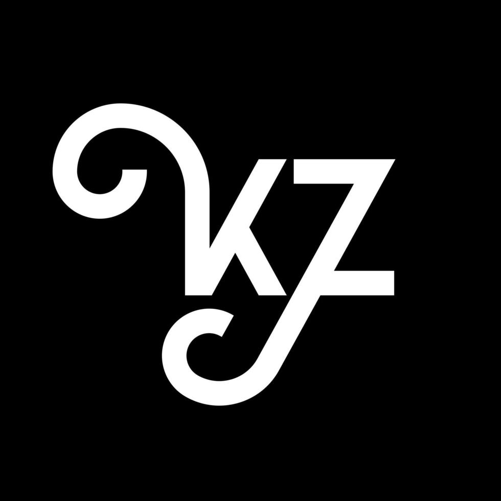 design de logotipo de letra kz. ícone do logotipo de letras iniciais kz. modelo de design de logotipo mínimo de letra abstrata kz. vetor de design de letra kz com cores pretas. logotipo kz