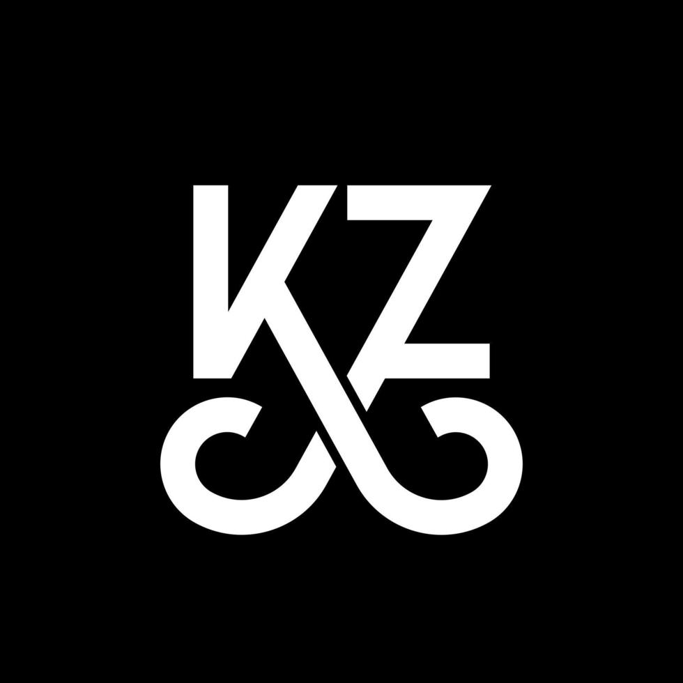 design de logotipo de letra kz. ícone do logotipo de letras iniciais kz. modelo de design de logotipo mínimo de letra abstrata kz. vetor de design de letra kz com cores pretas. logotipo kz