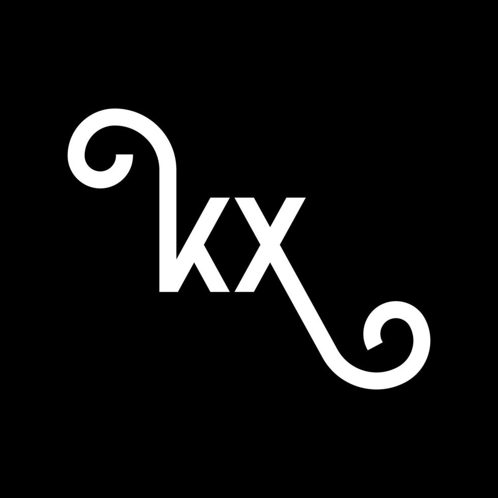 kx carta logotipo design em fundo preto. kx conceito de logotipo de letra de iniciais criativas. kx design de letras. kx desenho de letra branca sobre fundo preto. kx, logotipo kx vetor