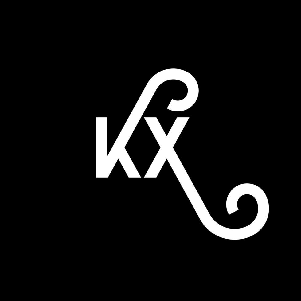 kx carta logotipo design em fundo preto. kx conceito de logotipo de letra de iniciais criativas. kx design de letras. kx desenho de letra branca sobre fundo preto. kx, logotipo kx vetor