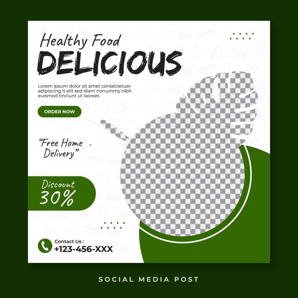 comida saudável deliciosa mídia social vetor