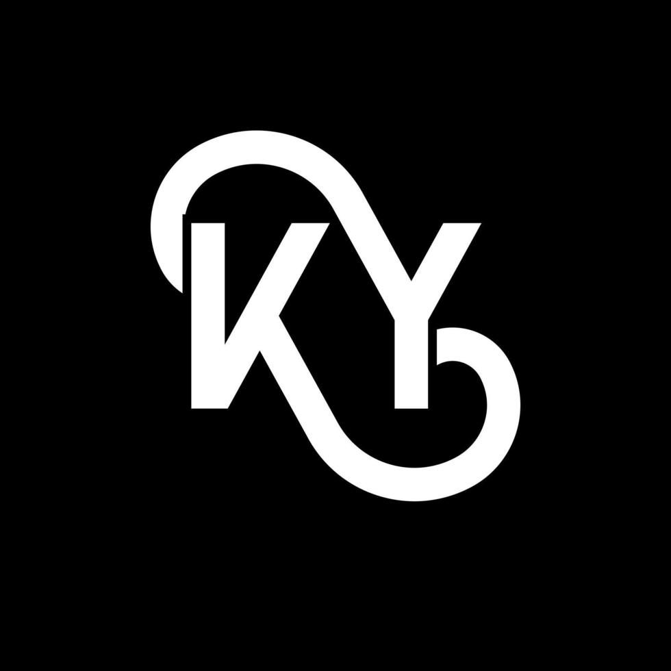 design de logotipo de letra ky em fundo preto. ky conceito de logotipo de letra de iniciais criativas. design de letra ky. ky design de letra branca sobre fundo preto. ky, ky logotipo vetor