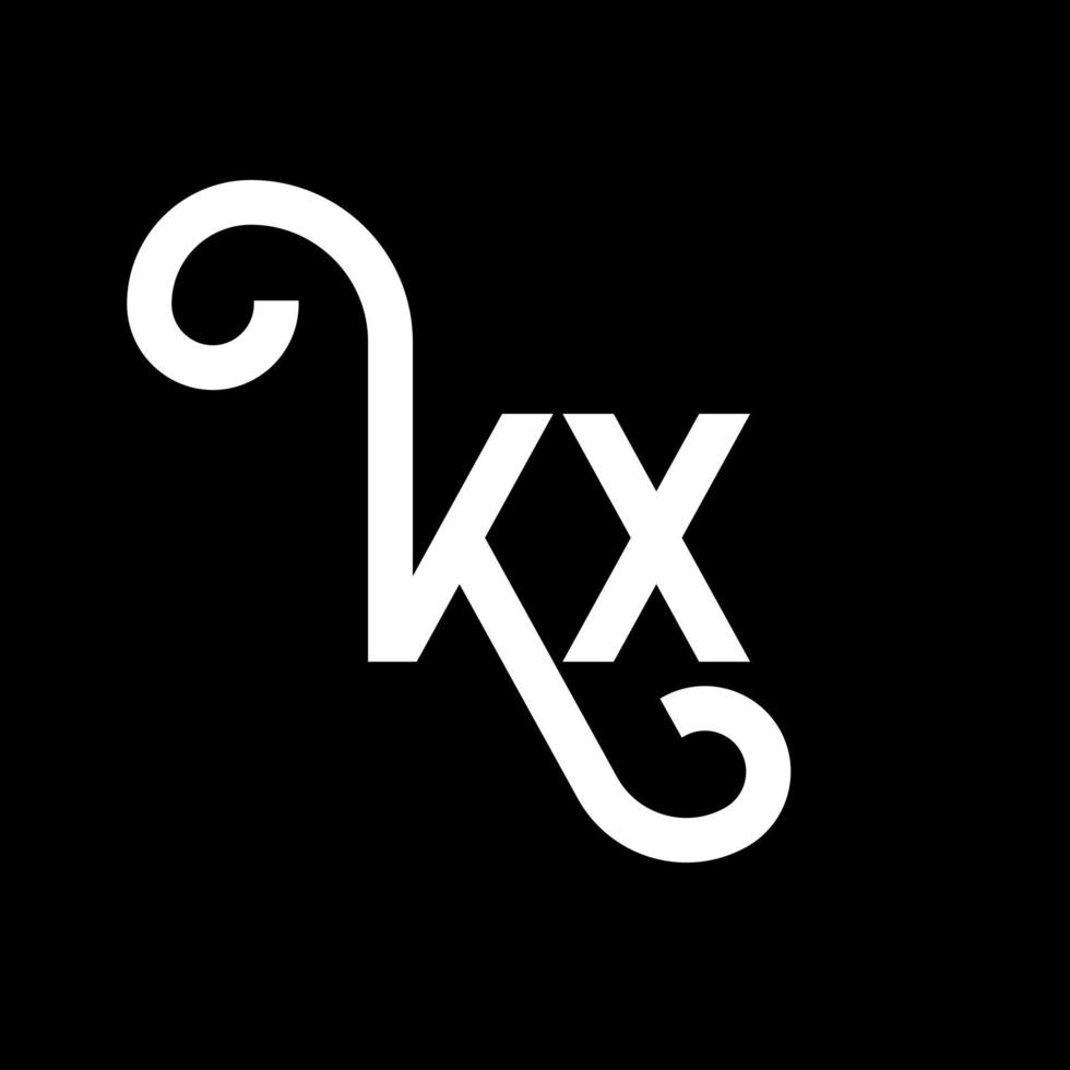 kx carta logotipo design em fundo preto. kx conceito de logotipo de letra de iniciais criativas. kx design de letras. kx desenho de letra branca sobre fundo preto. kx, logotipo kx vetor