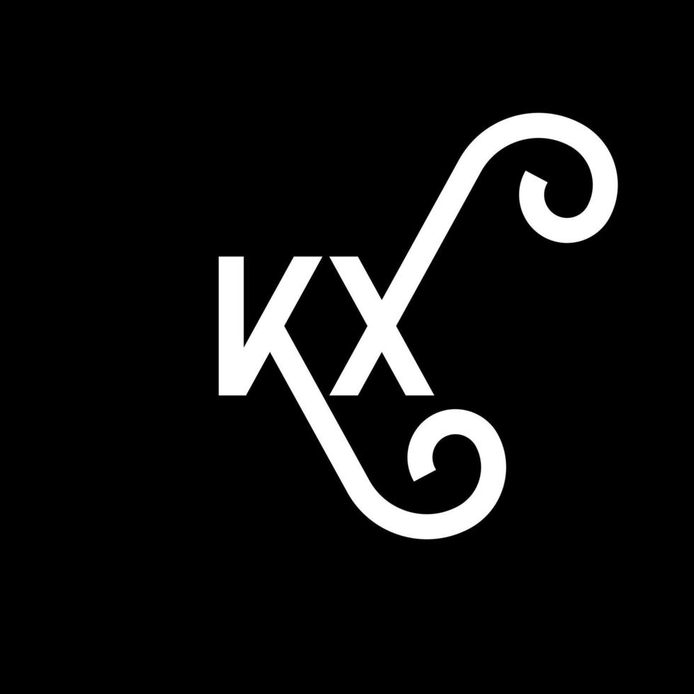 kx carta logotipo design em fundo preto. kx conceito de logotipo de letra de iniciais criativas. kx design de letras. kx desenho de letra branca sobre fundo preto. kx, logotipo kx vetor